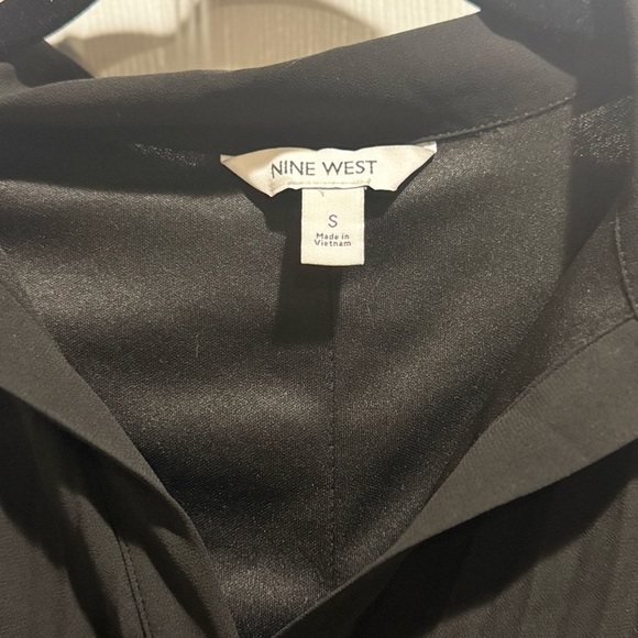 Nine West Black Chiffon Pleated Tunic Dress Pleated Bishop Sleeves - Size S - Picture 2 of 4